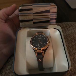 Fossil Georgia Smoke Leather Watch